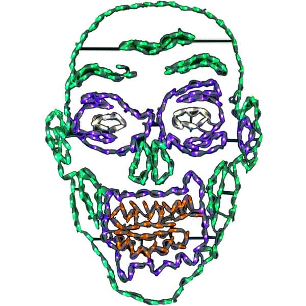 slide 2 of 3, Haunted Hill Farm Halloween Indoor/Outdoor Zombie Face LED Light (28 in. x 41 in.)