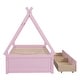 preview thumbnail 11 of 25, Twin Size Low House Bed with Two Drawers, Modern Wooden Platform Bed Frame with Storage for Kids, Teens, Boys, Girls