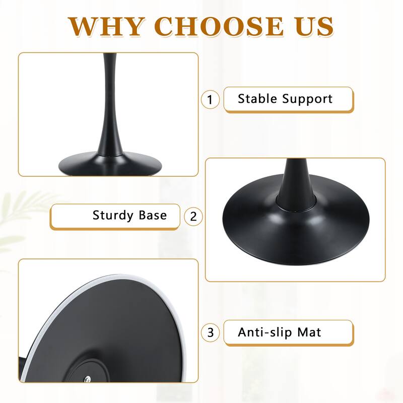 Round Thickened Table Top Coffee Table, Metal Pedestal Side Table Modern Bistro Table