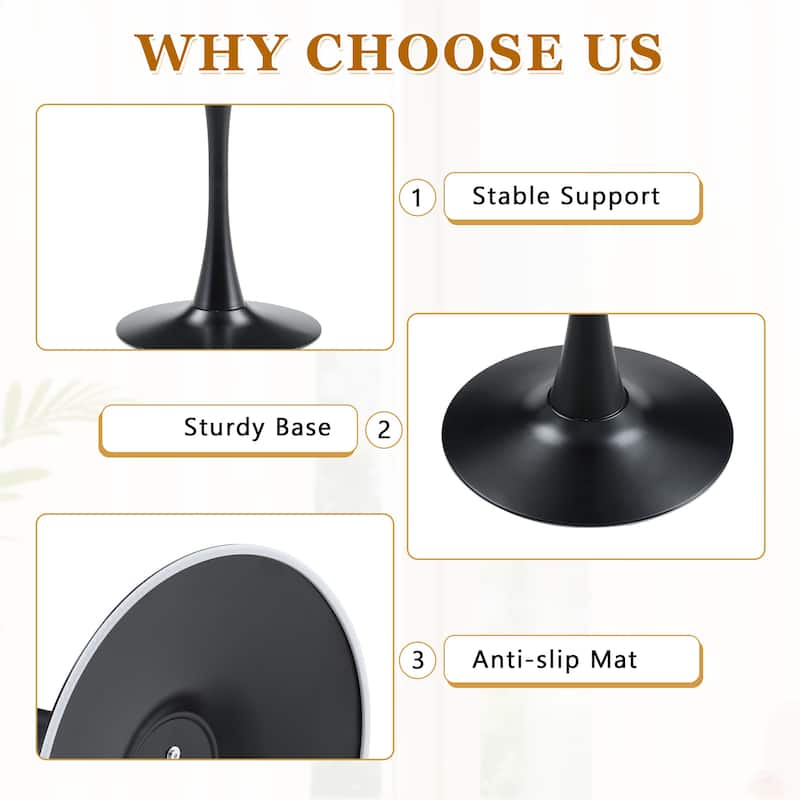 Round Tulip Dining Table, Kitchen Table with Thickened Tabletop, Bistro Table Circle Table Coffee Table