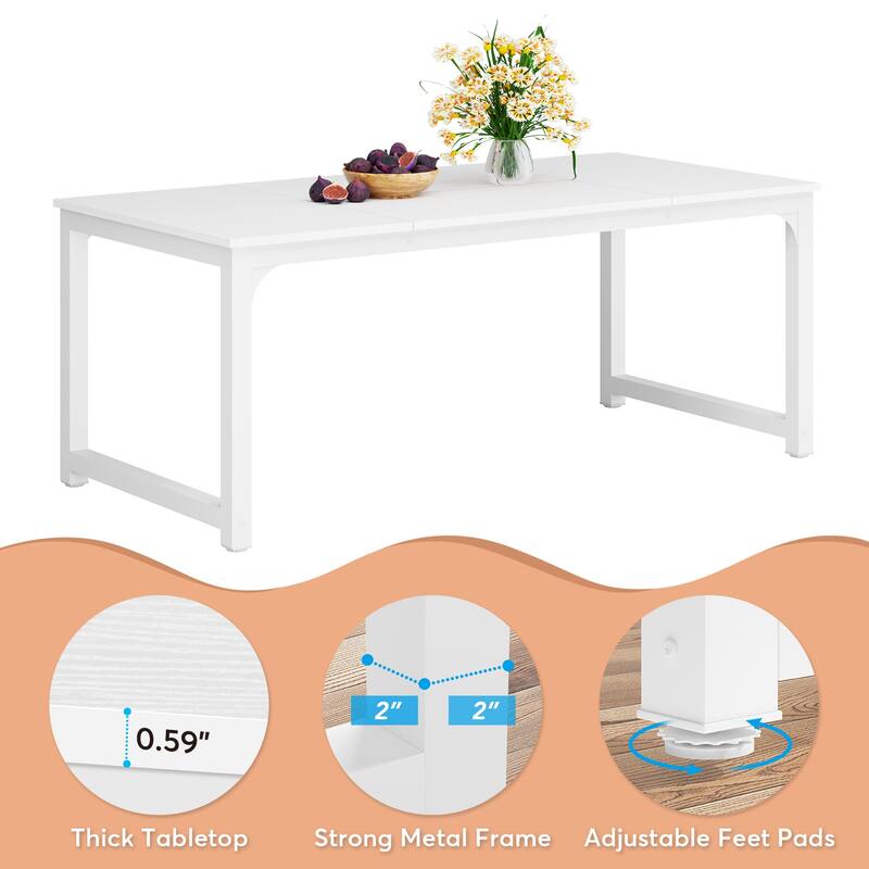 71" Modern Dining Table for 6-8, Kitchen Table for Dining Room - 70.87" L x 31.50" W x 29.53" H