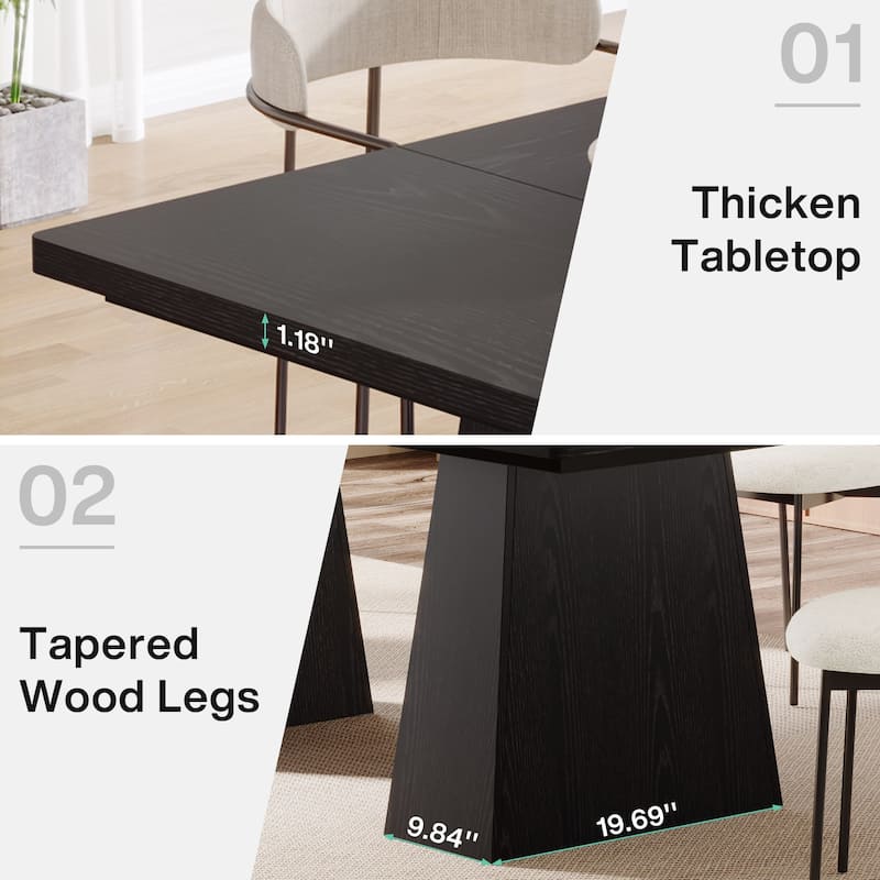 63 Inches Modern Rectangular Dining Table for 4-6