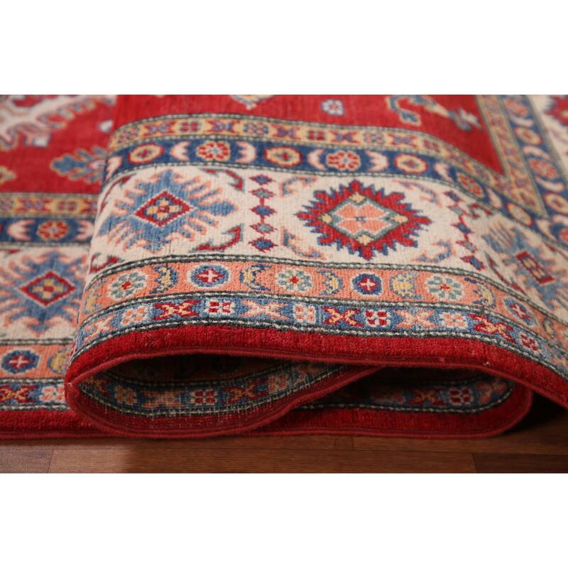 Red Traditional Kazak Area Rug Hand-Knotted Wool Carpet - 6'9" x 9'7"