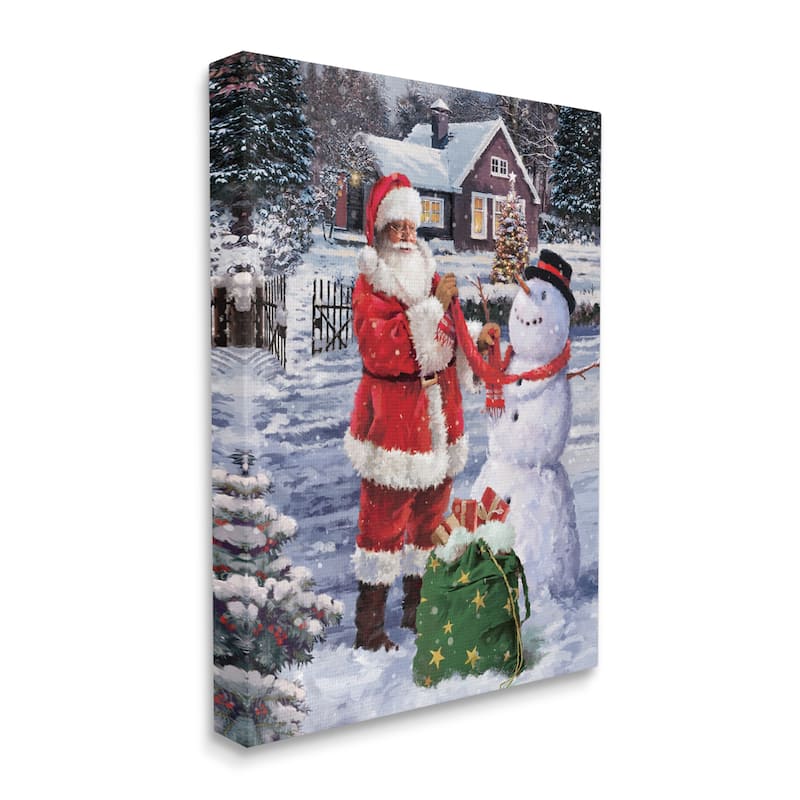 Stupell Santa Claus Building Snowman Holiday Winter Scenery Canvas Wall Art - Multi-Color