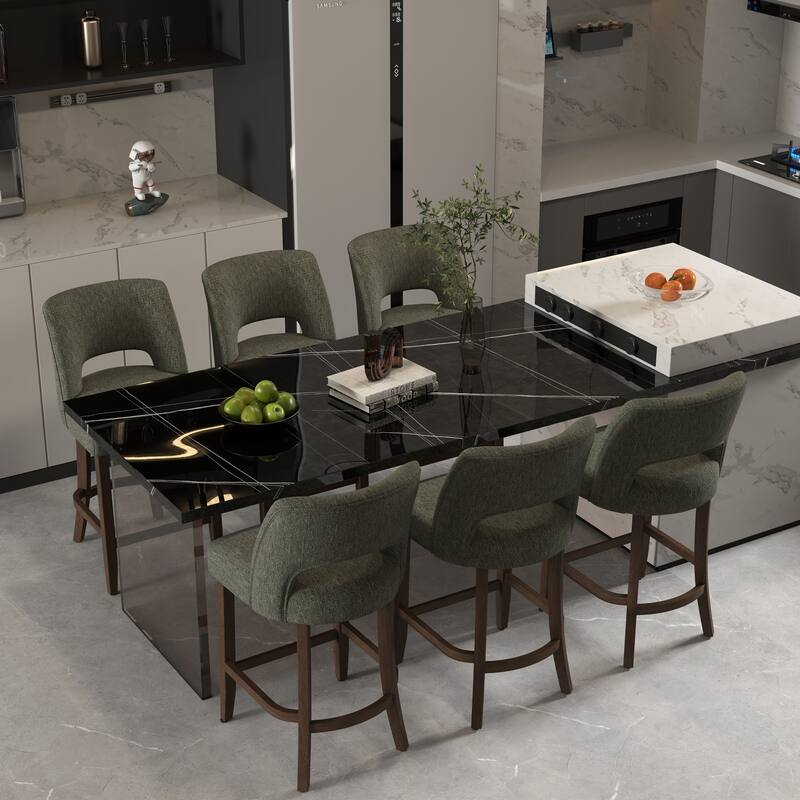 Set of 2/4/6,Upholstered Counter Height Bar Stools,Modern Counter Stools with Wood Legs for Kitchen Island Dining Room Bar