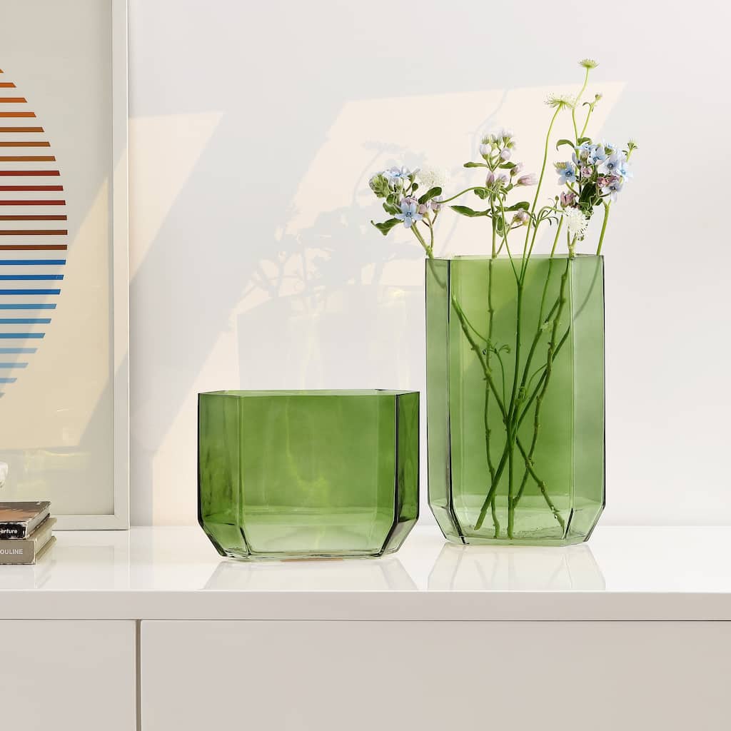 SAFAVIEH Home Noreno Modern Hexagon Glass Vase Set of 2