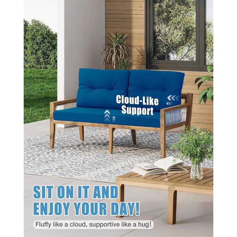 WINSOON 46 x 26 Inch Outdoor Loveseat Cushion Set Waterproof and Resistant