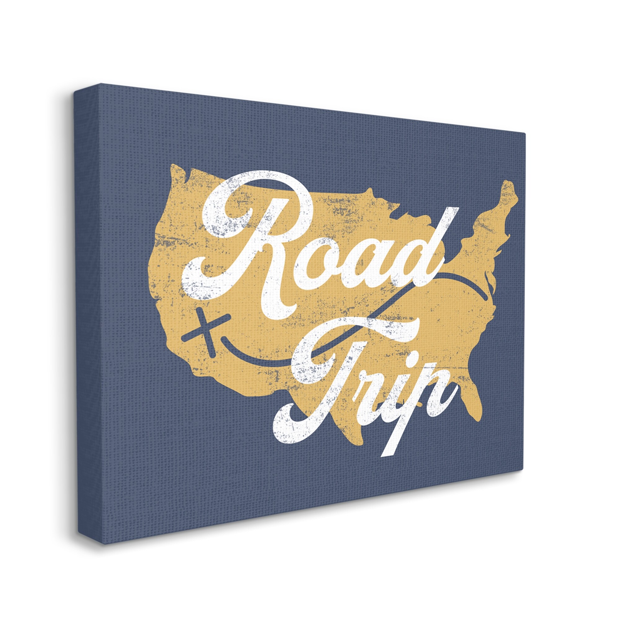 Stupell Road Trip Vintage Text Traveling Country Map  Canvas-image