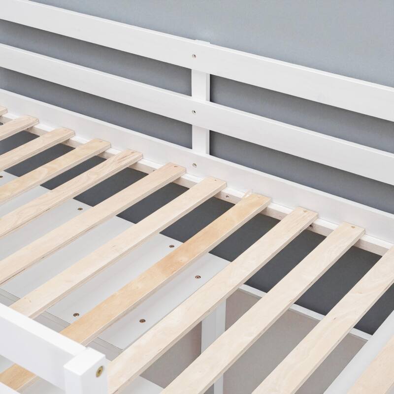 Twin Loft Bed with Retractable Desk, 4 Drawers and Shelves, Wooden Study Storage Bed for Kids Teens