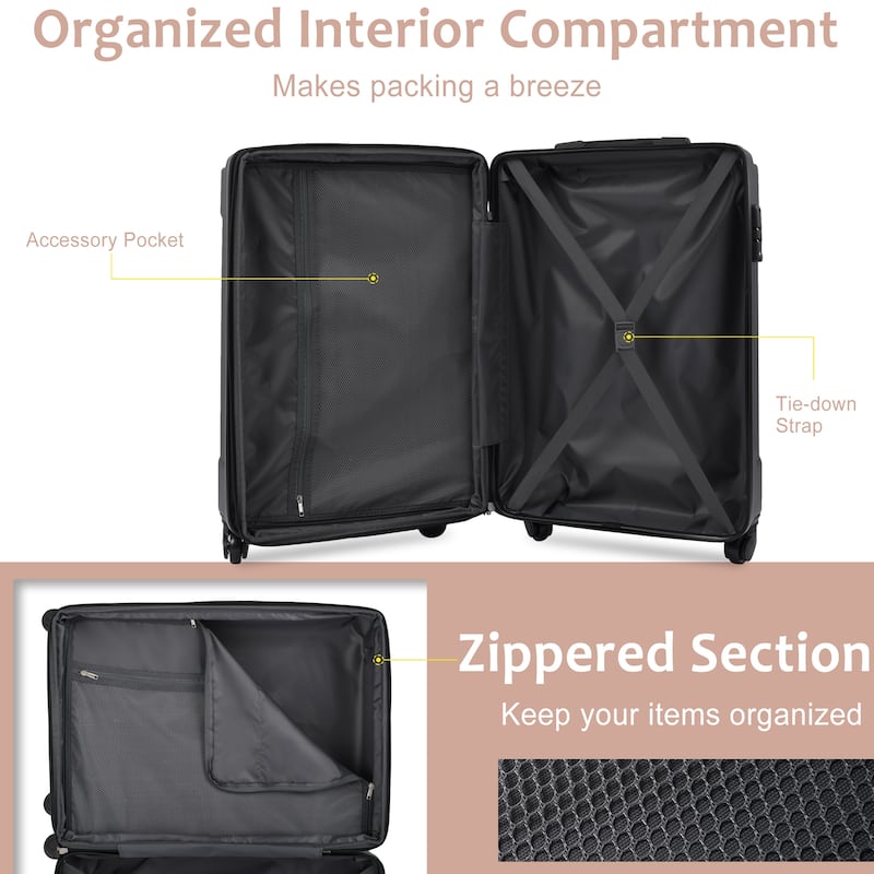 Expandable Luggage Sets 2 Piece Suitcase with TSA Lock & Spinner Wheels ...