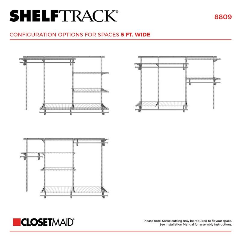 ClosetMaid ShelfTrack 60-96 Inch Wide Wire Closet Organizer