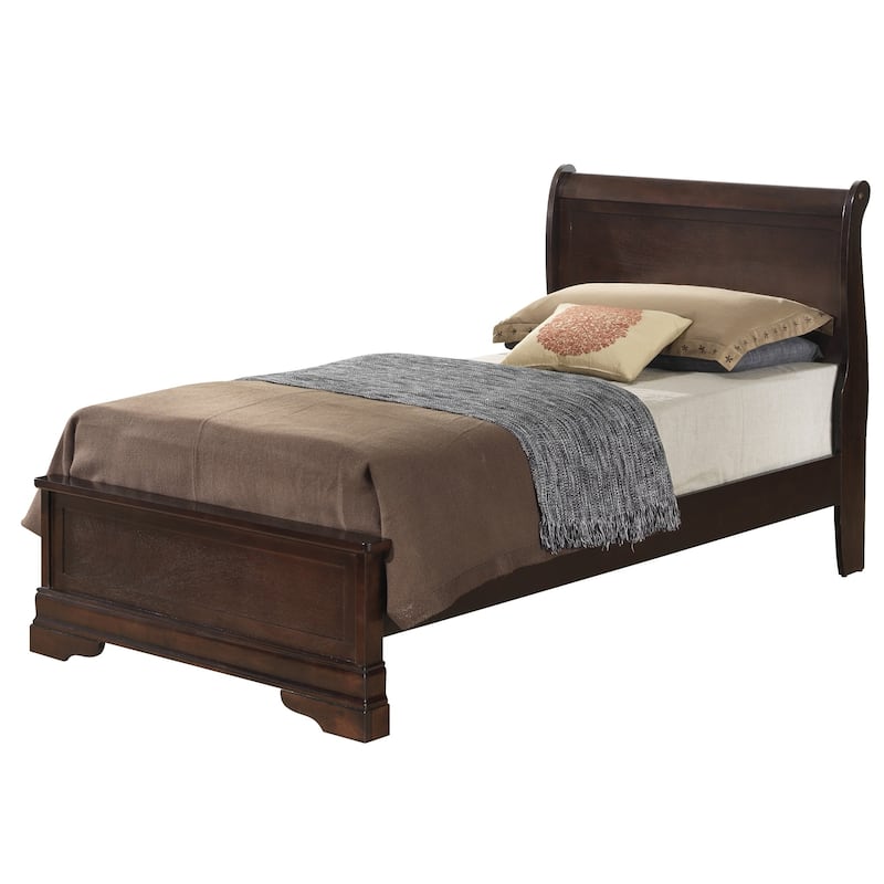 Wooden Rectangular Twin Panel Bed - 84" - Brown