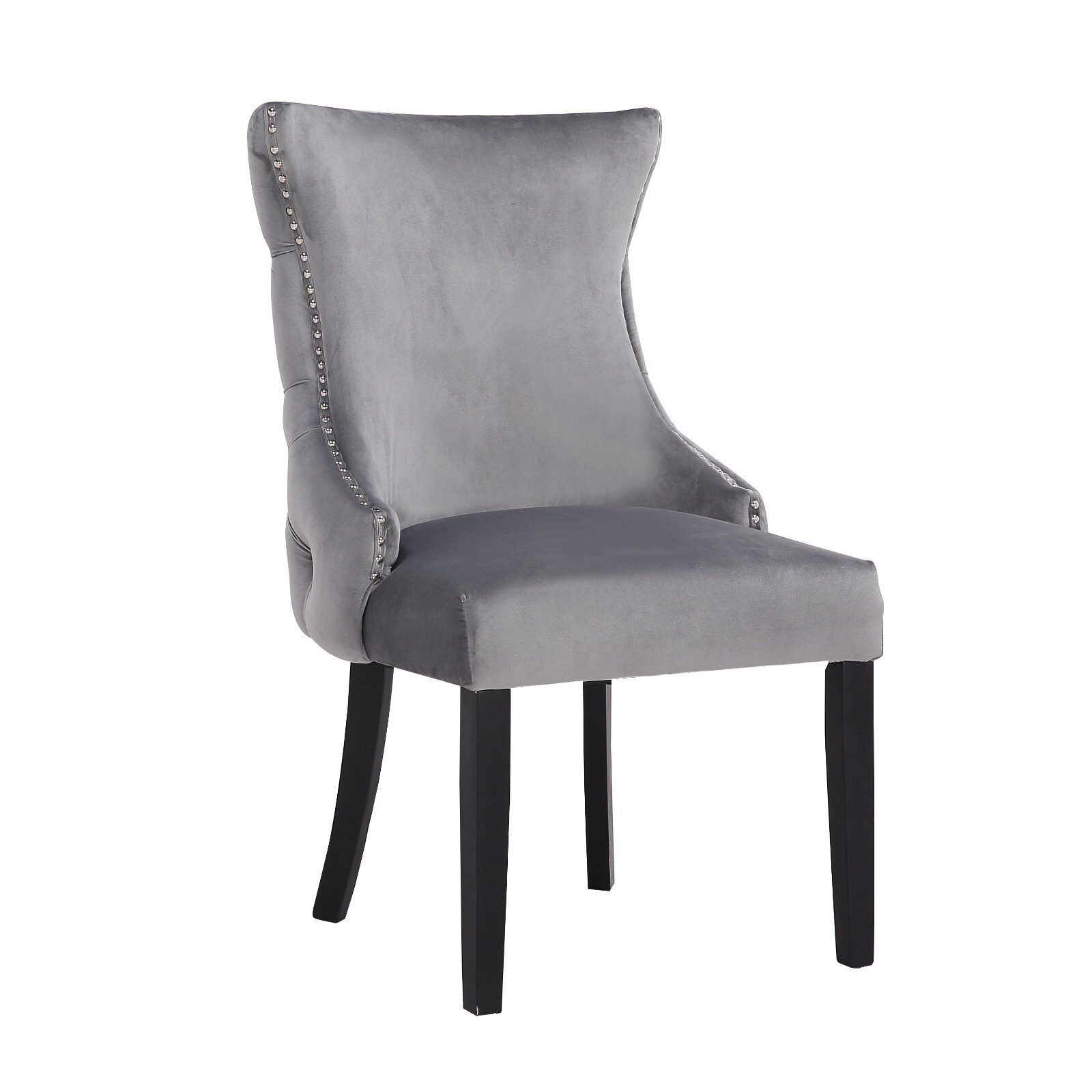 Velvet Dining Chair With Wooden Legs Set of 2 Bed Bath