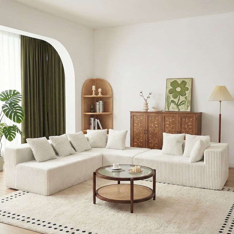 GDFStudio - American Design Modular 130" U-Shaped Sectional Sofa, Chaise Lounge with Reversible Layout