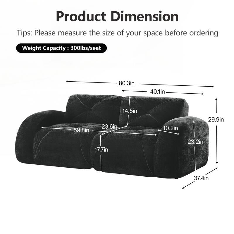 Sofa Couches With boneless Sofa,Soft Velvet Fabric,Bottom Anti-Slip Design