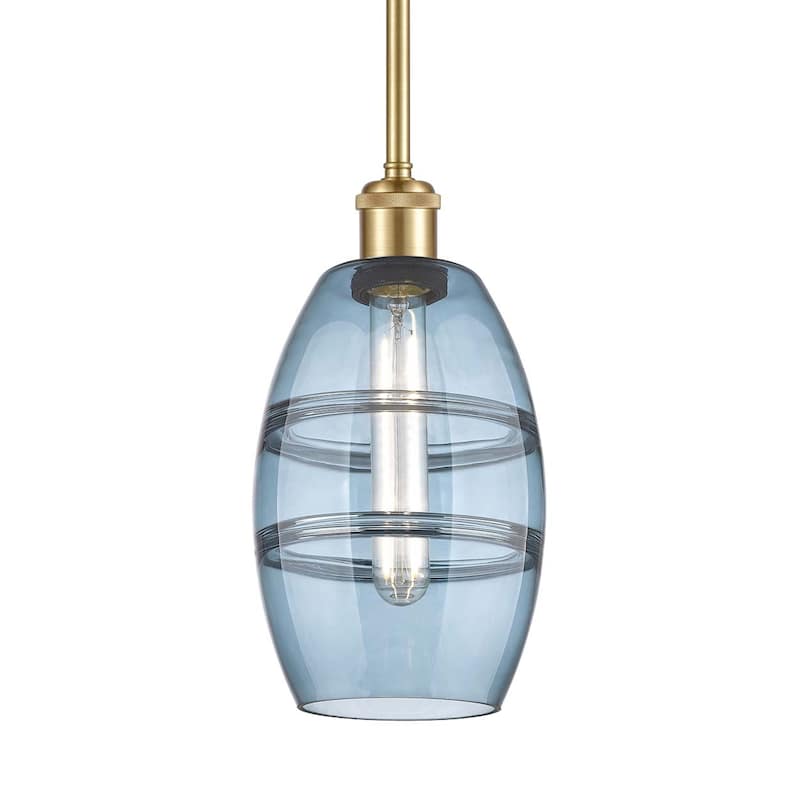 Innovations Lighting 516-1S-9-6 Vaz Pendant Vaz 6" Wide Mini Pendant - Satin Gold / Princess Blue