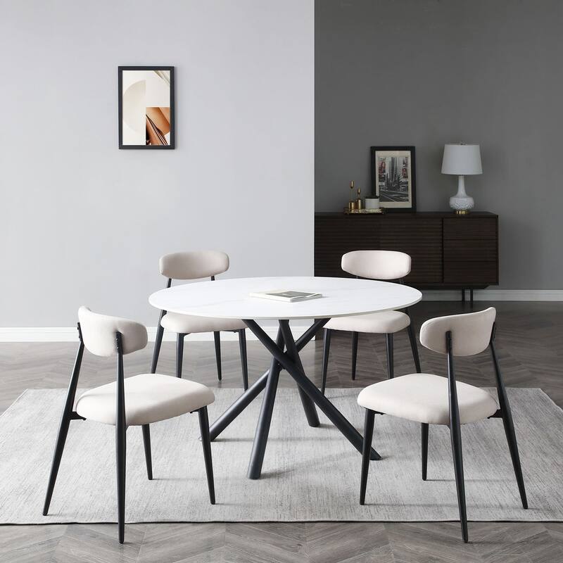 Modern Curved 2 Piece Kitchen Dining Chair Set with Metal Legs, Thick Cushions, Backrest for Dining Room Kitchen Living Room