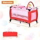 preview thumbnail 3 of 10, Pink Baby Crib Playpen Playard Pack Travel Infant Bed Foldable - 8.4'' x 25.6'' x 30''