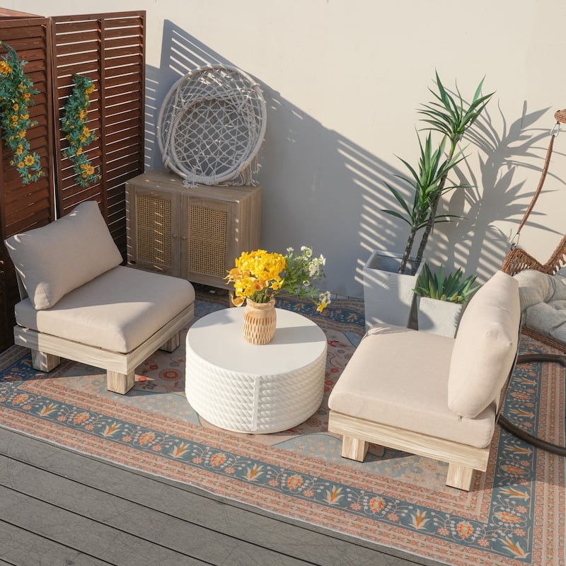 3-piece Outdoor Aluminum Sofa Set with Sponge-filled Cushion and Coffee Table