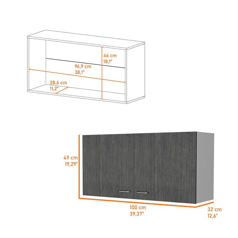 Oklahoma Wall Cabinet, Two Doors - Grey