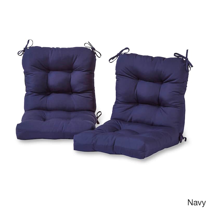 21 x 42-inch Solid Color Outdoor Seat/Back Chair Cushions (Set of 2) (Cushions Only)