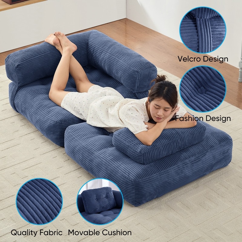 Mixoy Folding Sofa Bed, L-Shaped Convertible Sofa Bed with Armrest Foldable Sleeper Sofa