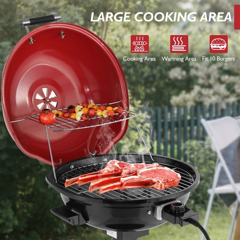1600W Portable Double Layer Electric BBQ Grill With Stand