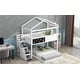 preview thumbnail 1 of 13, White L-Shaped Playhouse Bed Frame Twin over Full with Blackboard White - Full