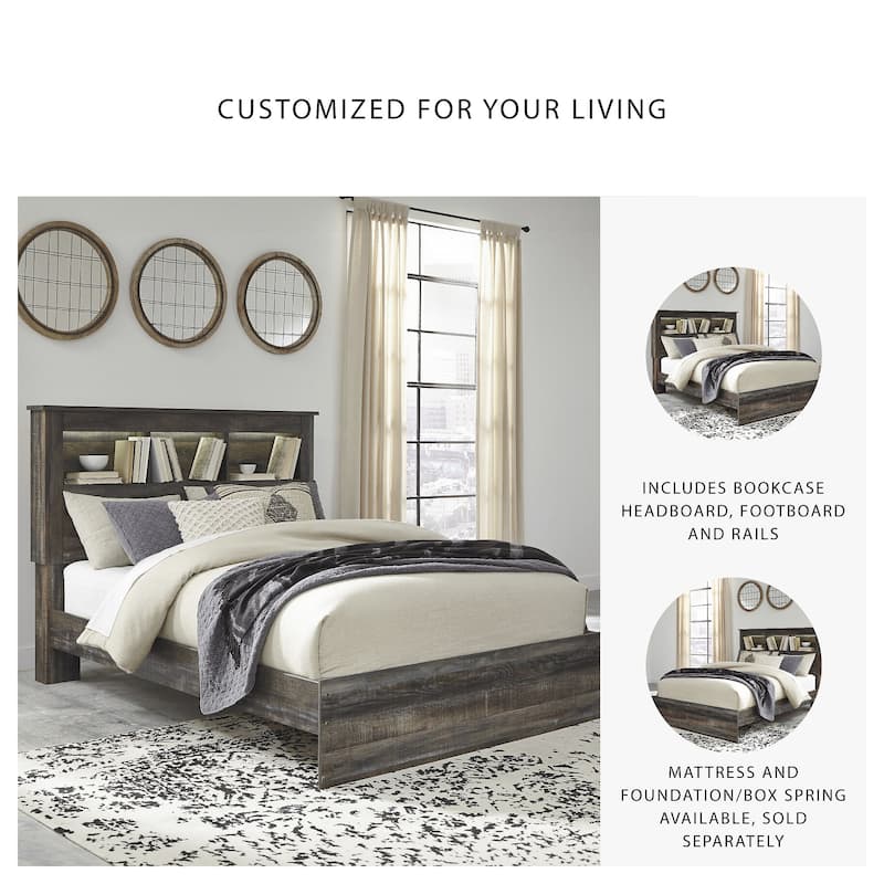 Drystan Rustic Brown Bookcase Bed