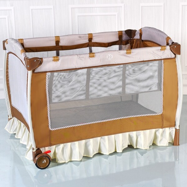 costway foldable baby crib