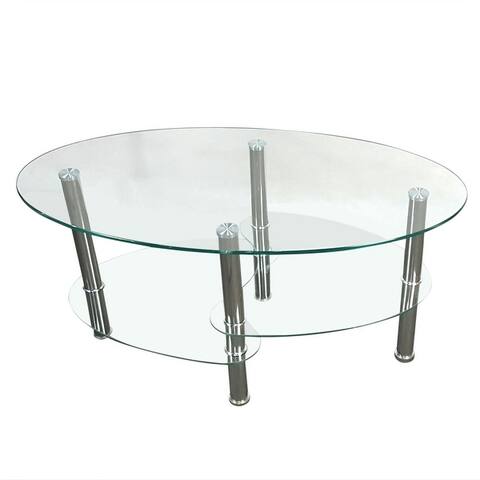 Dual Fishtail Style Tempered Glass Coffee Table Side Table 2 Colors