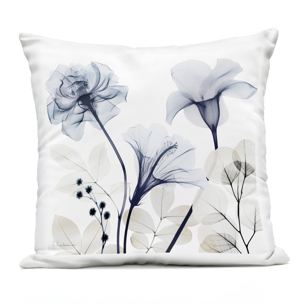 Stupell Serene Florals on White Printed Outdoor Throw Pillow Design by Albert Koetsier