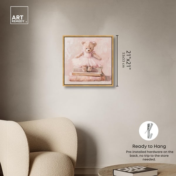 dimension image slide 3 of 24, Ballerina Teddy Books Canvas Kids Art Prints by Art Remedy
