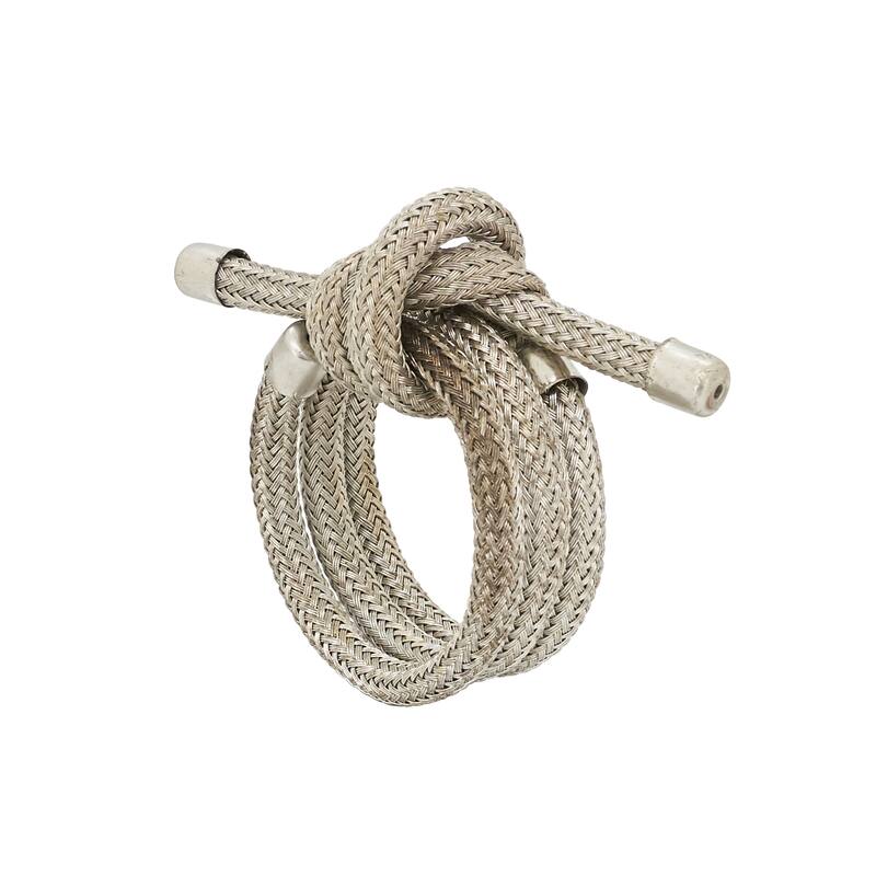 Table Napkin Rings With Knotted Rope Design (Set of 4) - Set of 4 - Silver