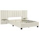 preview thumbnail 48 of 64, Full/Queen Size Upholstered Bed with Velvet Headboard and Integrated Shelves