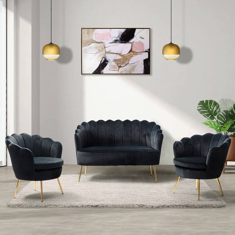 Xabier 52 in. 3 Piece Living Room Set by HULALA HOME - BLACK