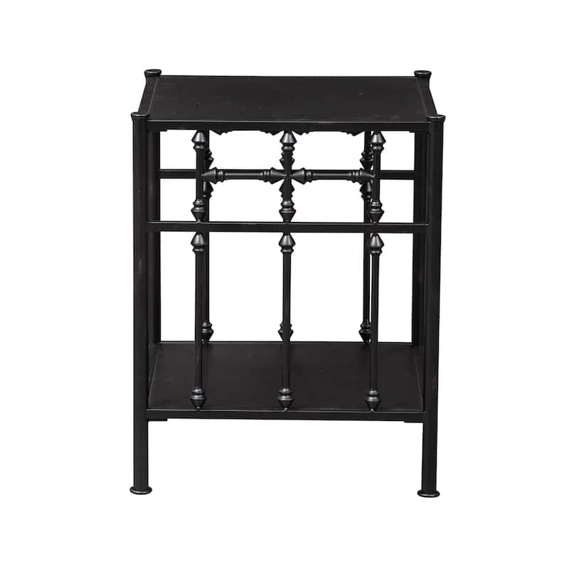 Vintage Series Distressed Metal Open Nightstand - Black
