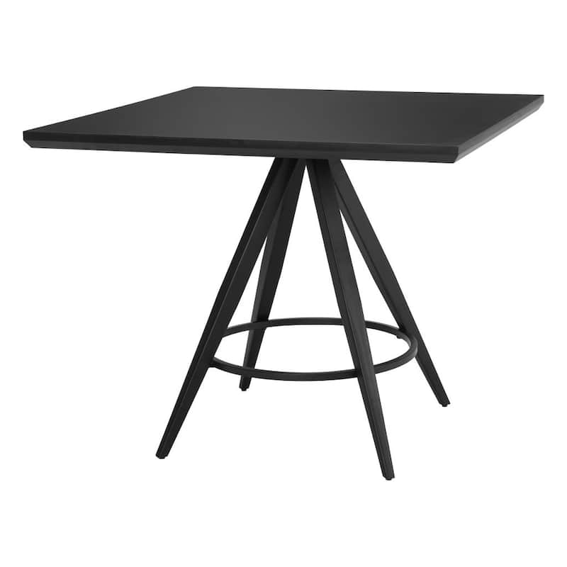 HomeRoots 37" Black Wood and Steel Square Dining Table - 37.00 in. x 29.90 in. x 37.00 in.