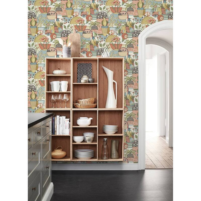 A-Street Prints Fika Mustard Blissful Birds and Blooms Wallpaper