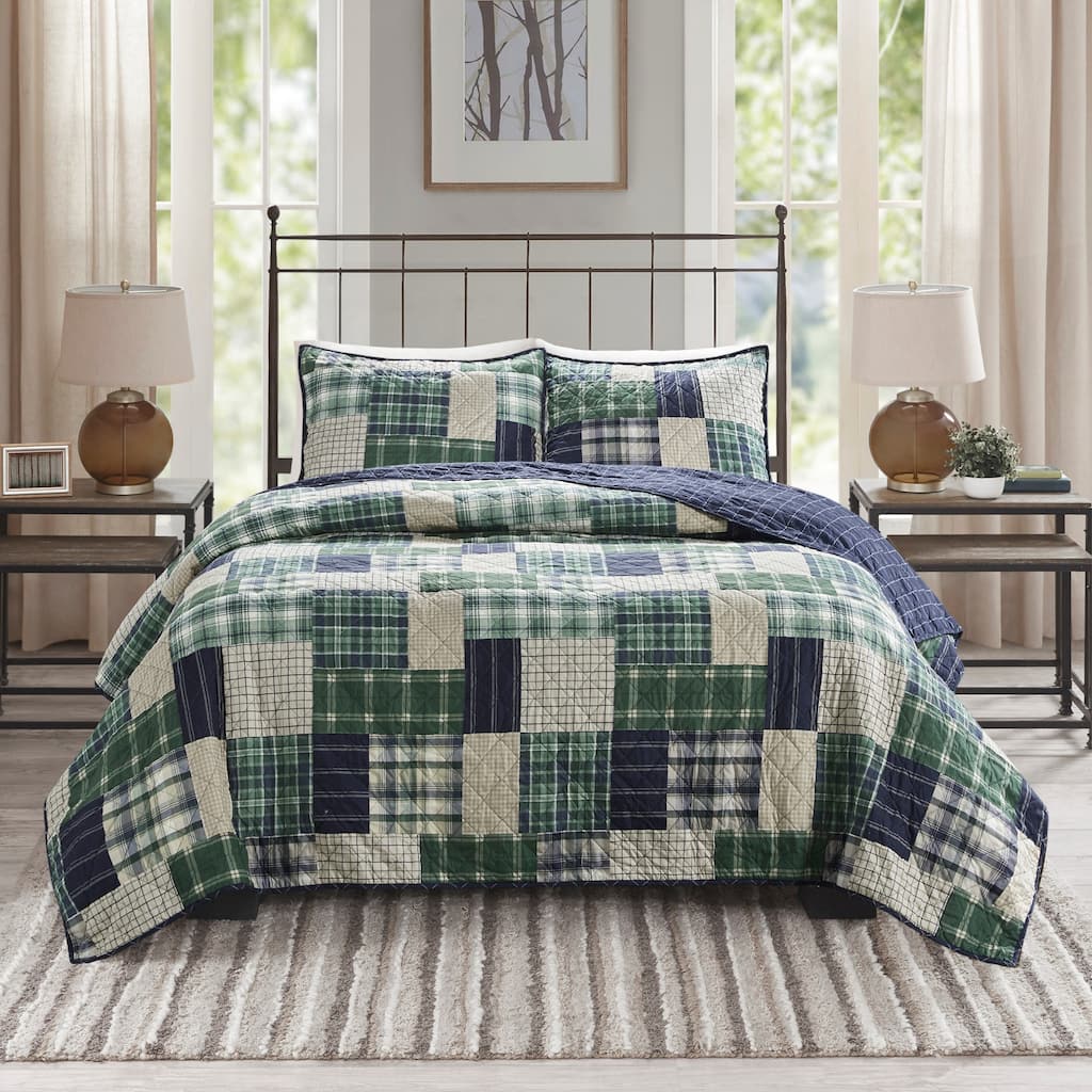 Madison Park Timber 3 Piece Reversible Printed Quilt Set