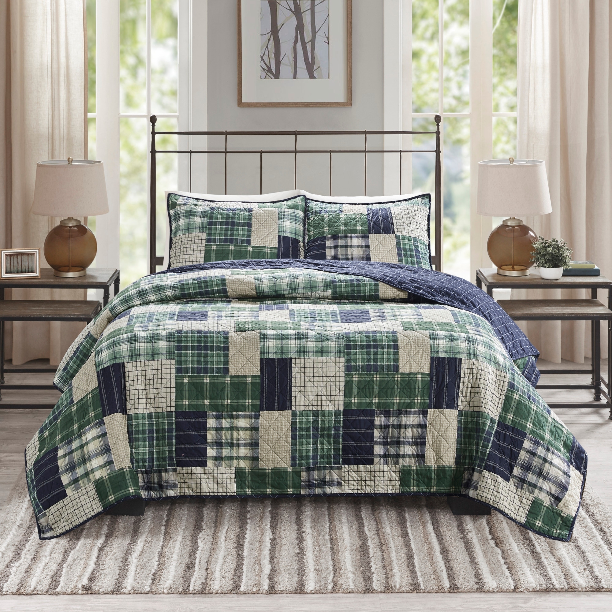 Madison Park Timber 3 Piece Reversible Printed Quilt Set