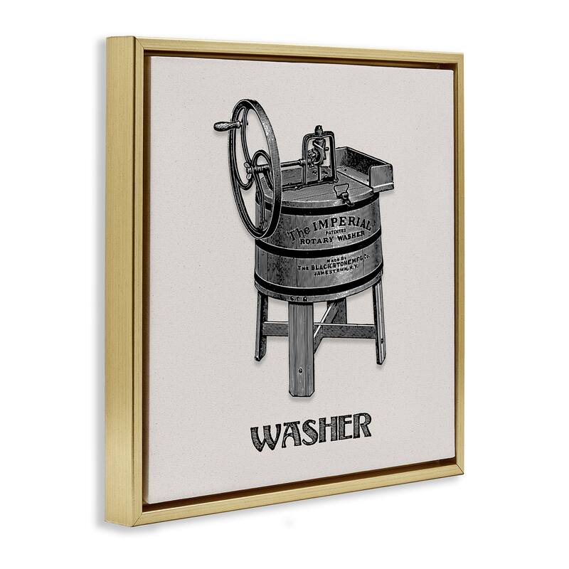 Stupell Antique Rotary Washer Framed Floater Canvas Wall Art Design By Val Rhodes