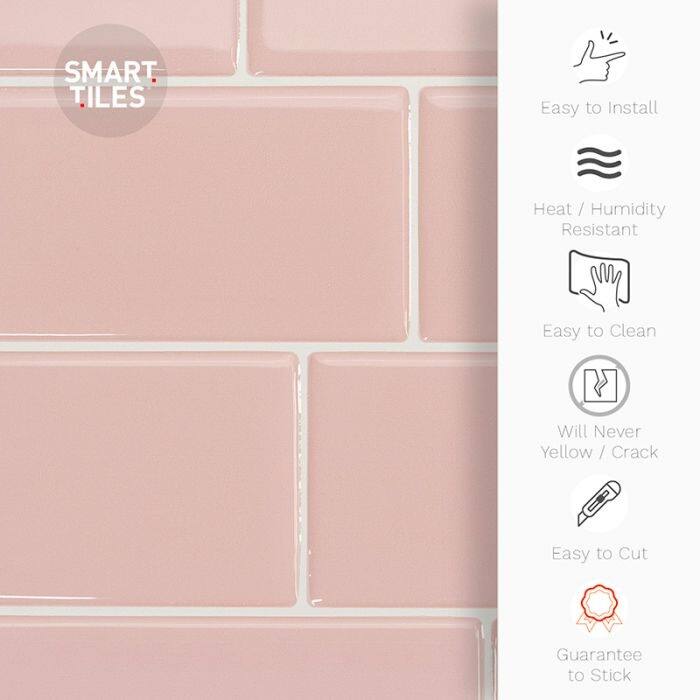 Smart Tiles Self Adhesive Wall Tiles - Metro Ava - 4 Sheets of 11.56'' x 8.38'' Kitchen and Bathroom Stick on Tiles