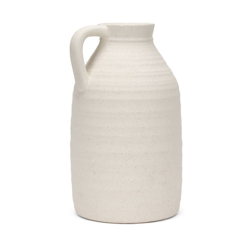 15" Off White Ceramic Jug Table Vase - 9.44
