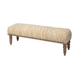 Alder II Cream Upholstered Seat w/ Wood Base Accent Bench - 55"W x 16"D x 18"H