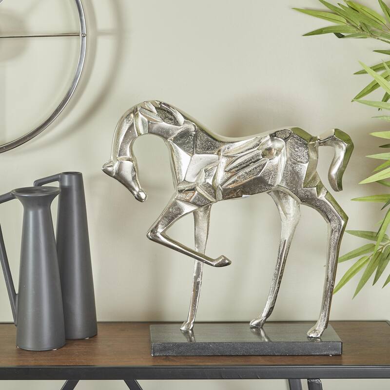 Aluminum Metal Horse Decorative Sculpture - Silver, Gold, Black - Roche River Decor