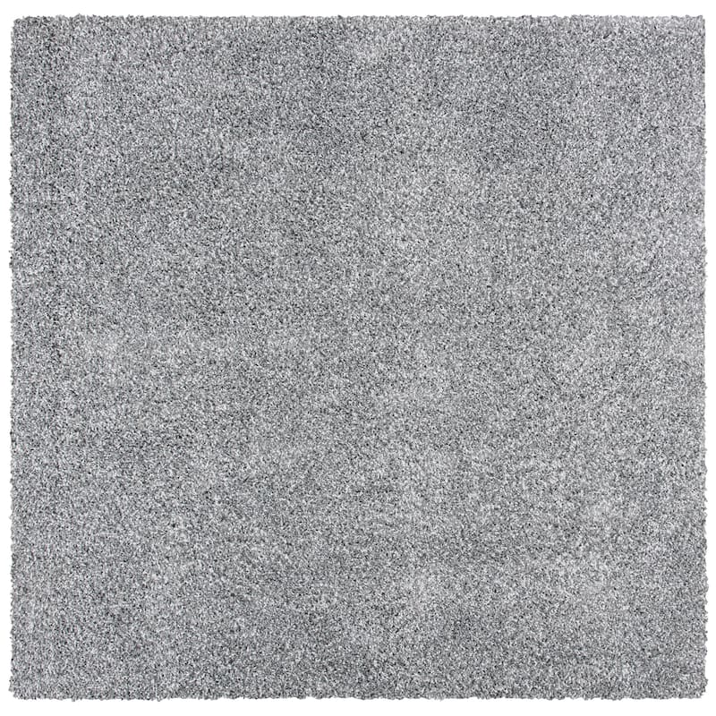 SAFAVIEH Evolution Shag Gwenaele Solid 1.8-inch Thick Rug - 6'7" Square - Grey - Square