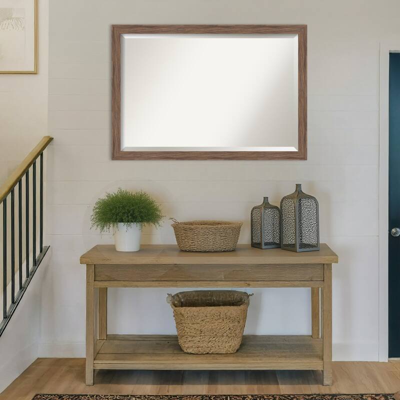 Pia Medium Brown Narrow Beveled Framed Wall Mirror - Pia Medium Brown Narrow