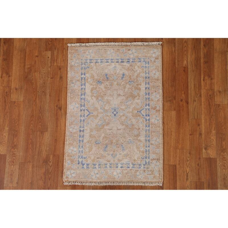Hand Knotted Oriental 100% Wool Carpet Transitional Geometric Oranges & Rust Oushak Area Rug - 3' 0'' X 2' 0''