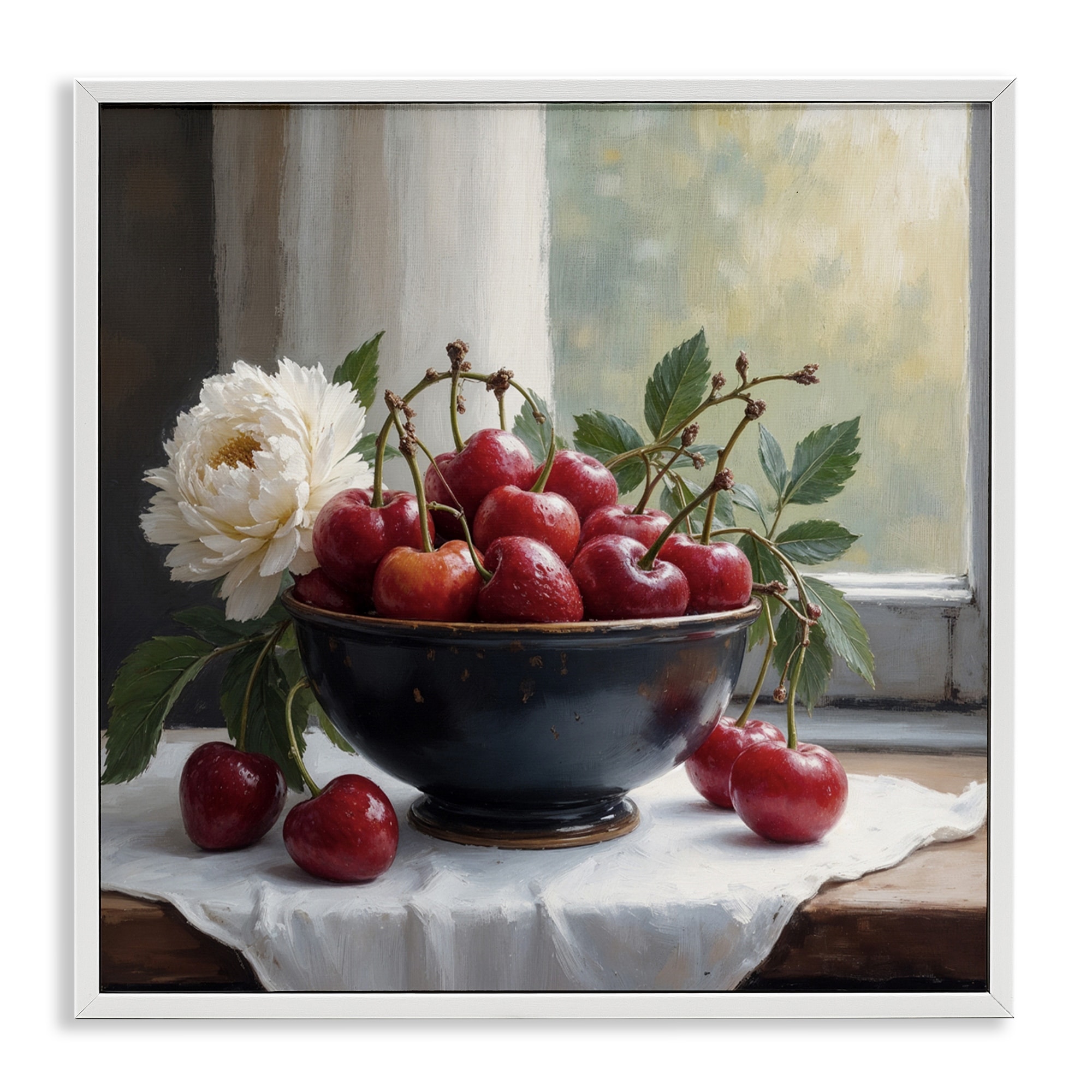 Stupell Cherry & Blossom Still Life Framed Giclee Art Design By Lettered and Lined